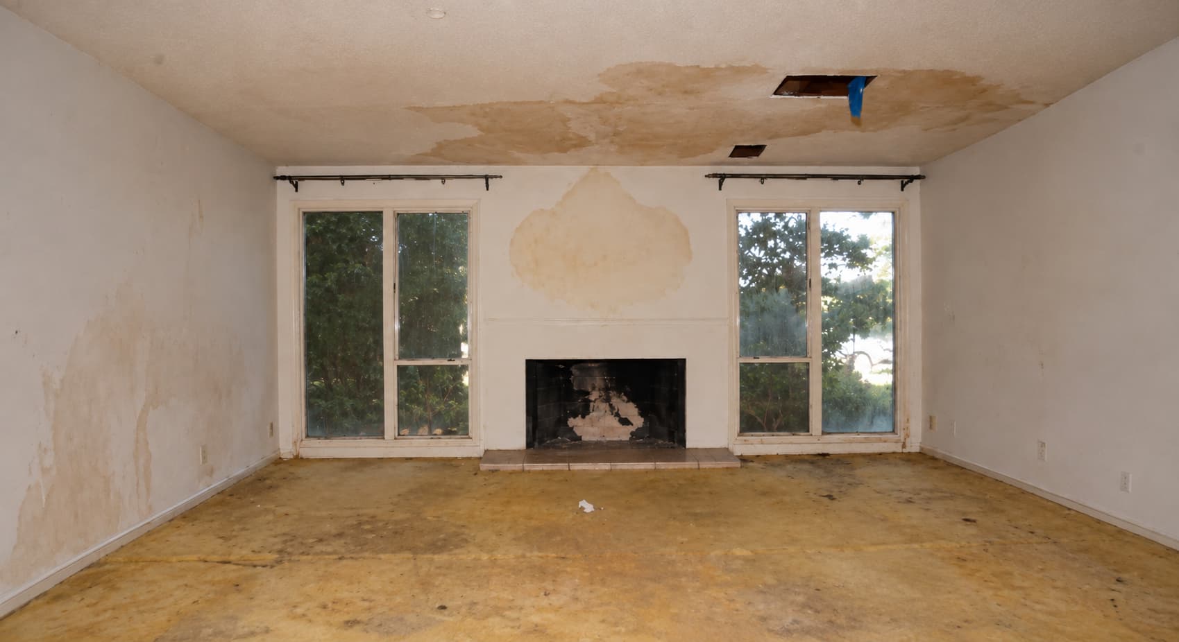 Flooded basement before restoration in Littleton