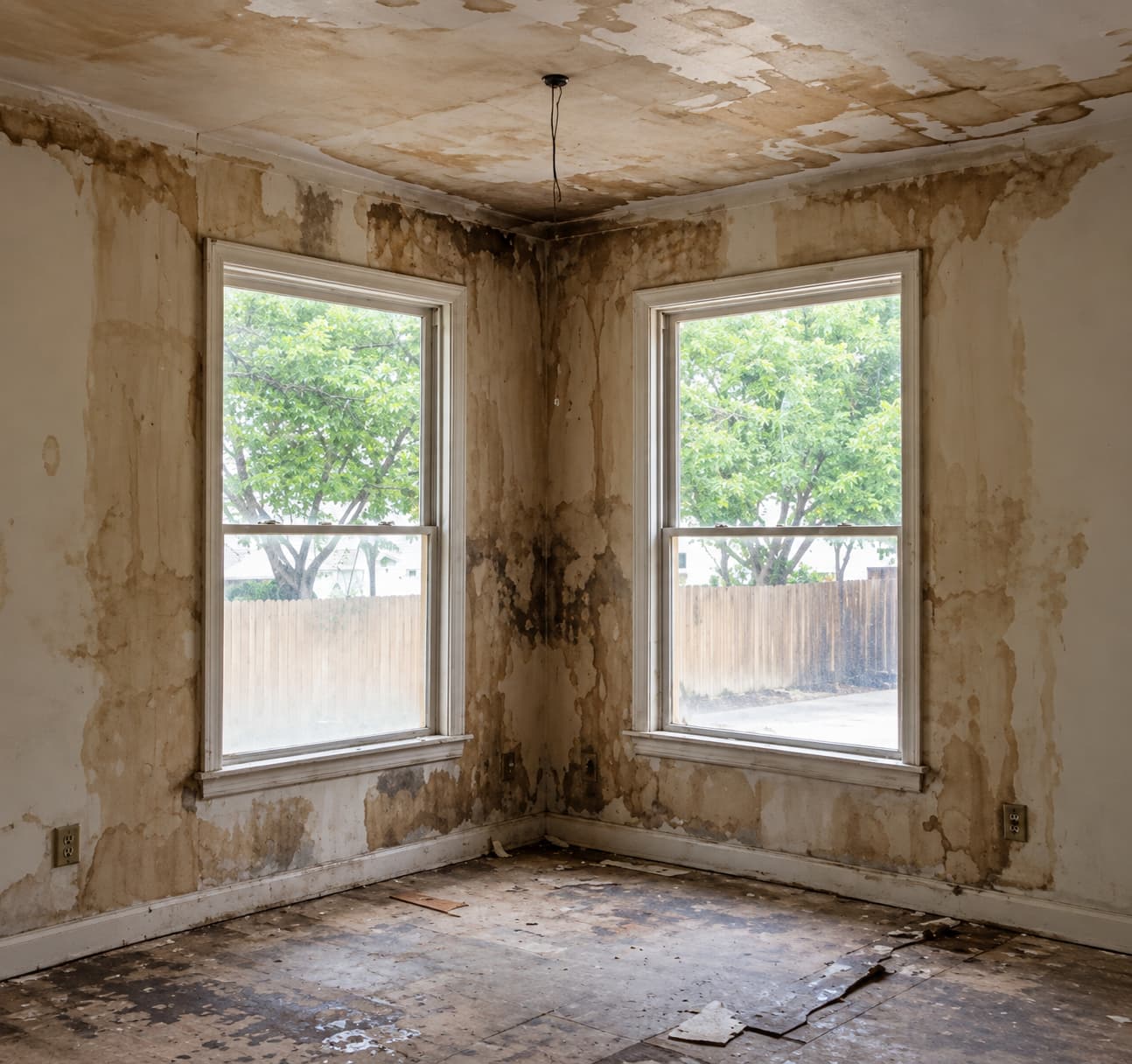 Burst pipe water damage before restoration in Littleton